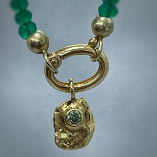 collier groene onyx en diamant