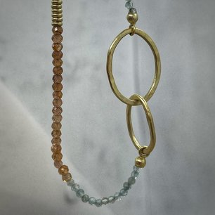 Collier bruine en blauwe zirkoon 